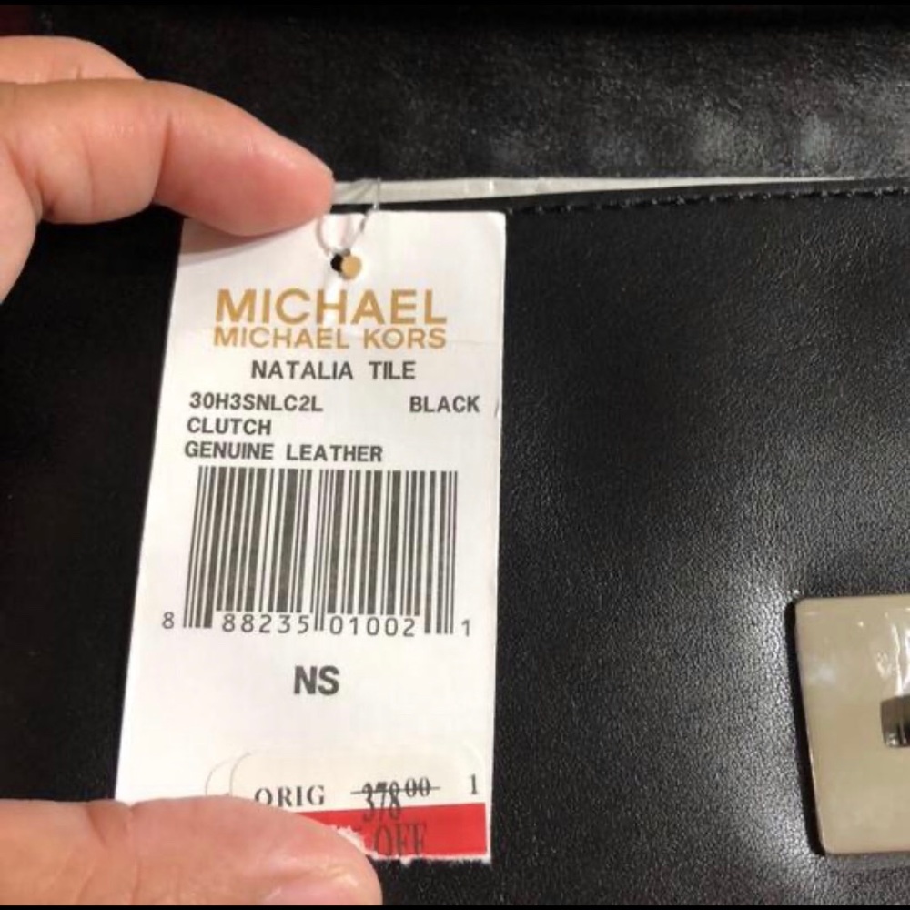 MICHAELS KORS NATALIA TILE GENUINE LEATHER CLUTCH - Picture 10 of 12
